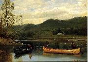 Albert Bierstadt, Men in Two Canoes